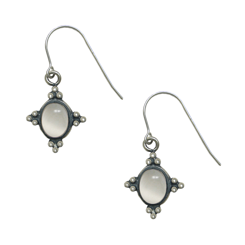 Sterling Silver Small White Moonstone Gemstone Drop Dangle Earrings